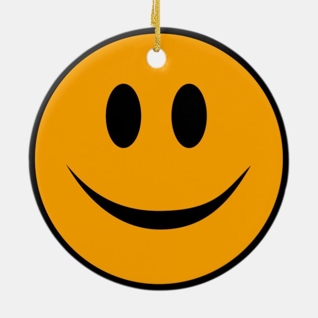 Smiling Ansikte Emoji Julgransprydnad Keramik (Baksidan)