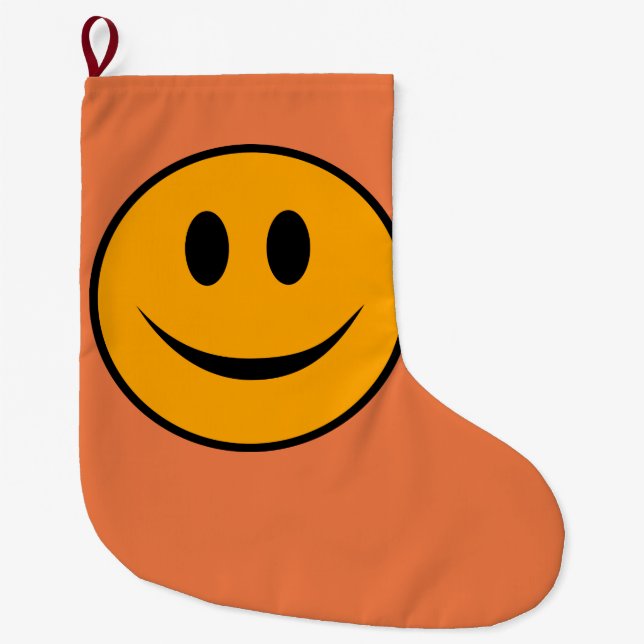 Smiling Ansikte Emoji Stor Julstrumpa (Framsidan)