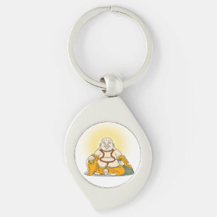 Smiling av huvudkedjan Maitreya Buddha Metall Swirl Silverfärgad Nyckelring