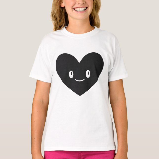 Smiling Black Heart Vector  T-Shirt (Framsida)