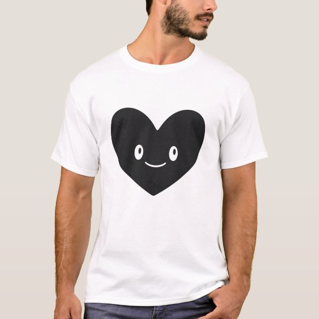 Smiling Black Heart Vector T-Shirt Design (Framsida)