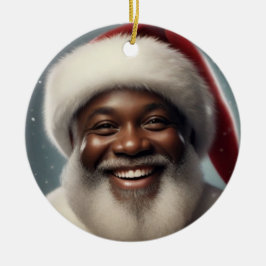 Smiling Black Santa Family Customize Julgransprydnad Keramik