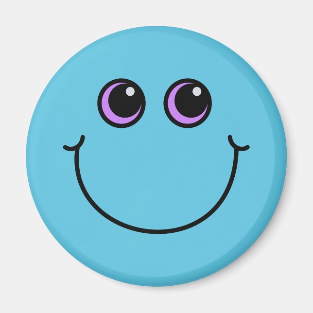 Smiling Blue Emoji Ansikte Magnet (Framsidan)