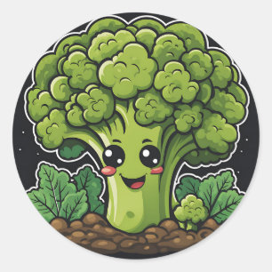 Smiling Broccoli Garden Runt Klistermärke