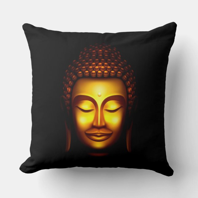 Smiling Buddha Guld och Black Kudde (Framsida)