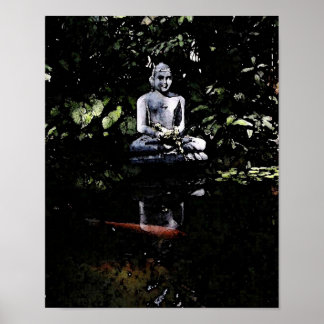 Smiling Buddha och Koi Poster