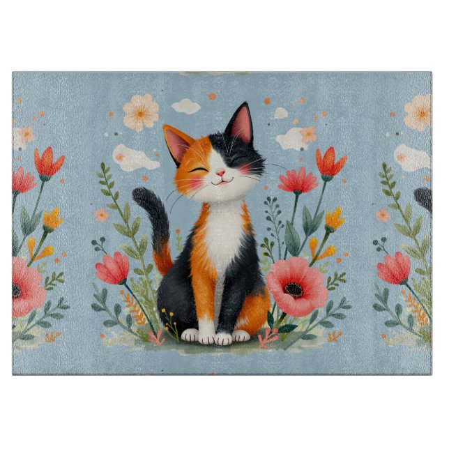 Smiling Calico Cat in Blooming Garden (Framsidan)