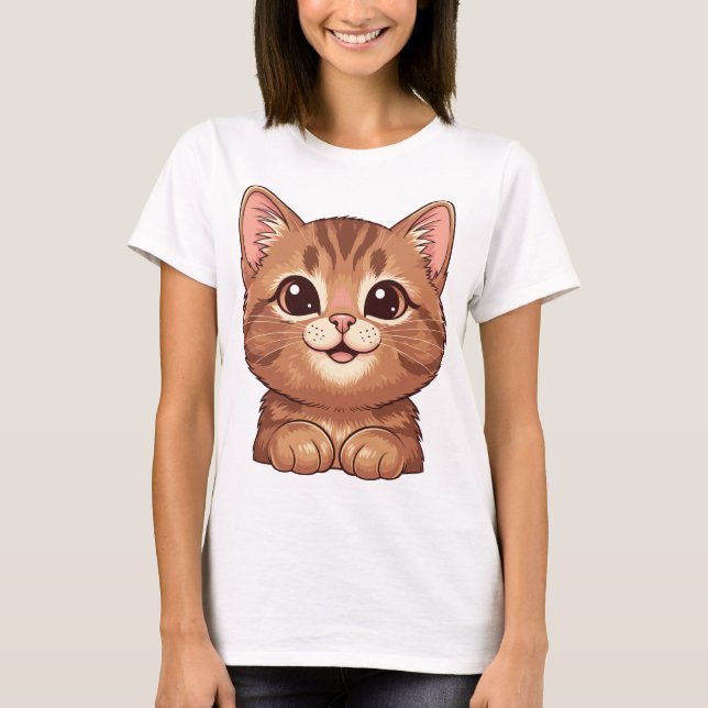 smiling cat, kawaii cat t shirt (Framsida)