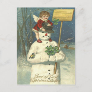 Smiling Cherub Snögubbe Shamrock Songbird Vykort