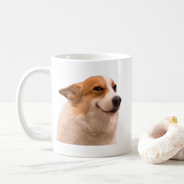 Smiling Corgi Meme Mugg Dubbla Sided (Med munk)