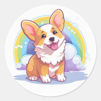 Smiling Corgi Sticker Runt Klistermärke