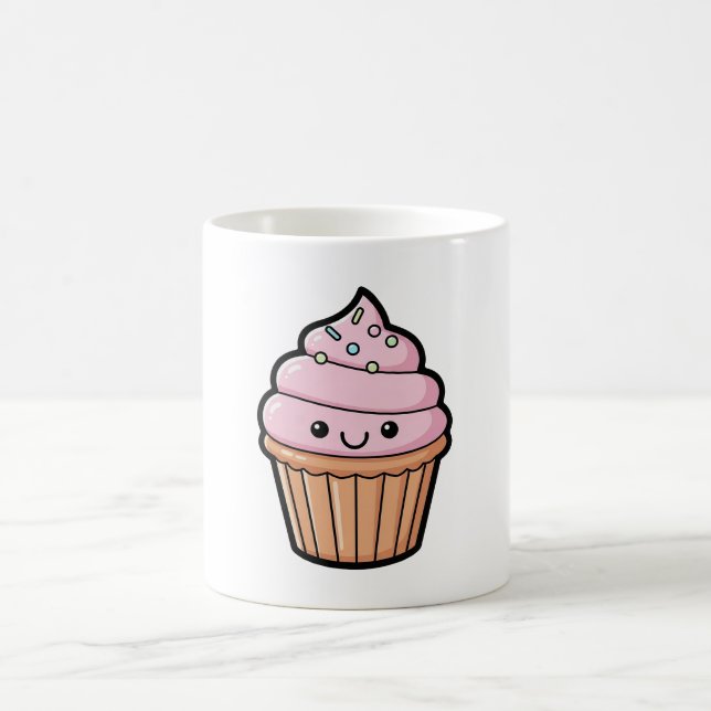 Smiling Cupcake – Cute Kawaii Illustration Kaffemugg (Center)