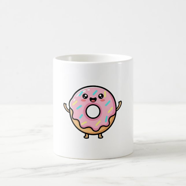 Smiling Donut – Cute Kawaii Illustration Kaffemugg (Center)