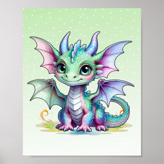 Smiling Dragon Nursery Art Poster (Framsidan)