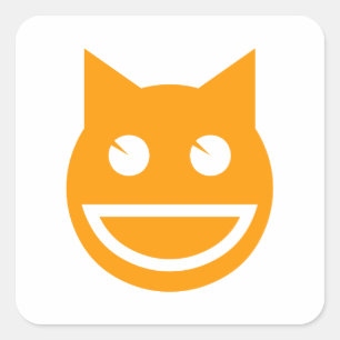 Smiling Emoji Cat Fyrkantigt Klistermärke