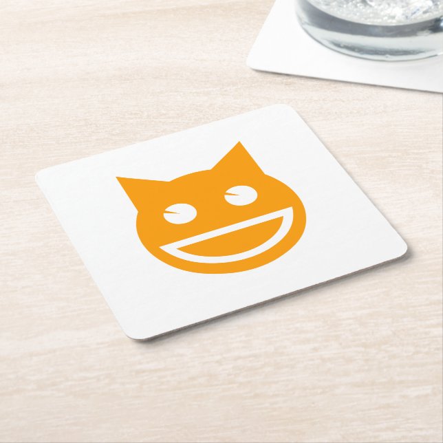 Smiling Emoji Cat Underlägg Papper Kvadrat (Vinklad)