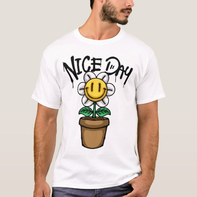 Smiling Flower in a Pot streetwear T Shirt (Framsida)