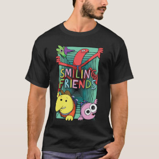 Smiling Friends Crawling Character Collage Cartoon T Shirt