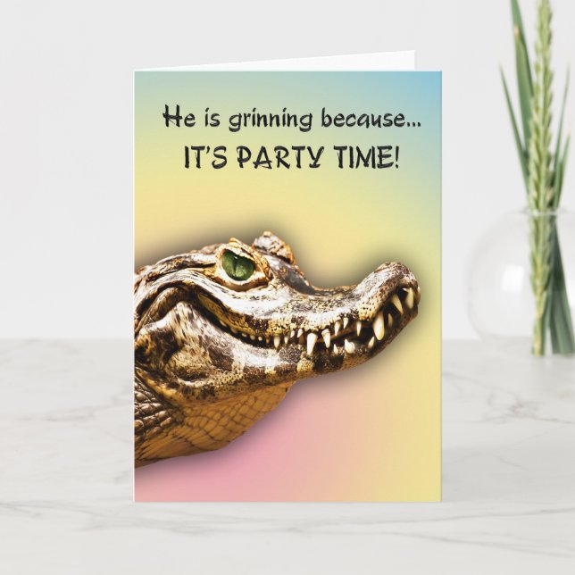 Smiling gator Party-inbjudan Inbjudan (Framsida)