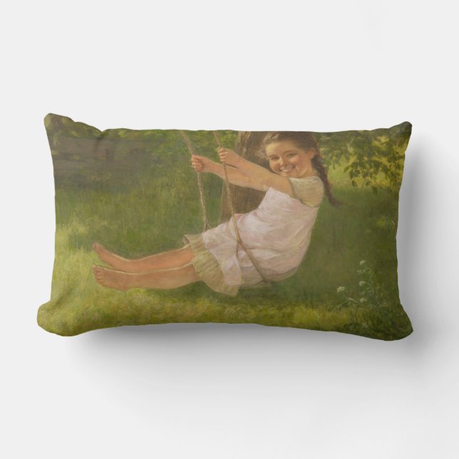 Smiling Girl on a Swing (Vintage Childown) Lumbarkudde (Framsida)