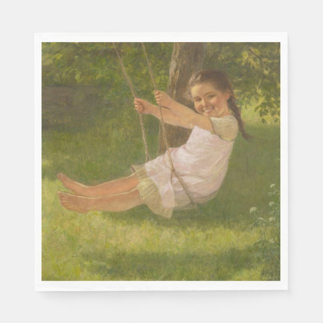 Smiling Girl on a Swing (Vintage Childown) Pappersservett (Framsidan)