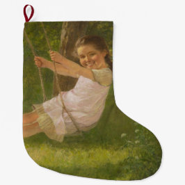 Smiling Girl on a Swing (Vintage Childown) Stor Julstrumpa