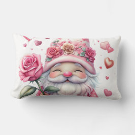 Smiling Gnome Holding a Pink Rose  Lumbarkudde