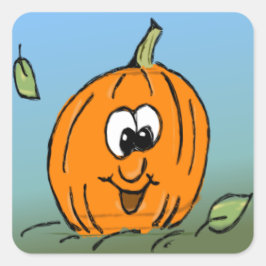 Smiling Halloween Pumpkin Friendly Jack-O-Lantern Fyrkantigt Klistermärke
