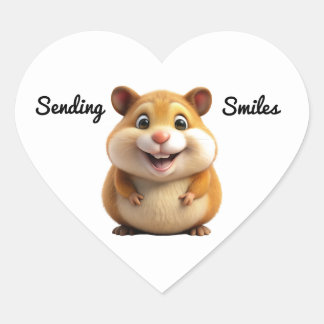 Smiling Hamster Sticker Hjärtformat Klistermärke