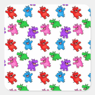 Smiling Hippo Collection Fyrkantigt Klistermärke