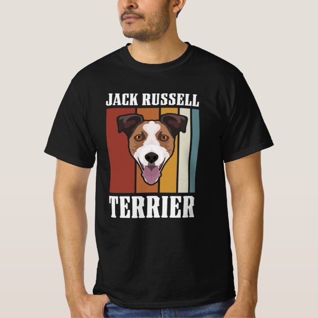 Smiling Jack Russell Terrier Retro T Shirt (Framsida)