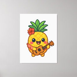 Smiling Kawaii Pineapple - Tropiskt Canvastryck