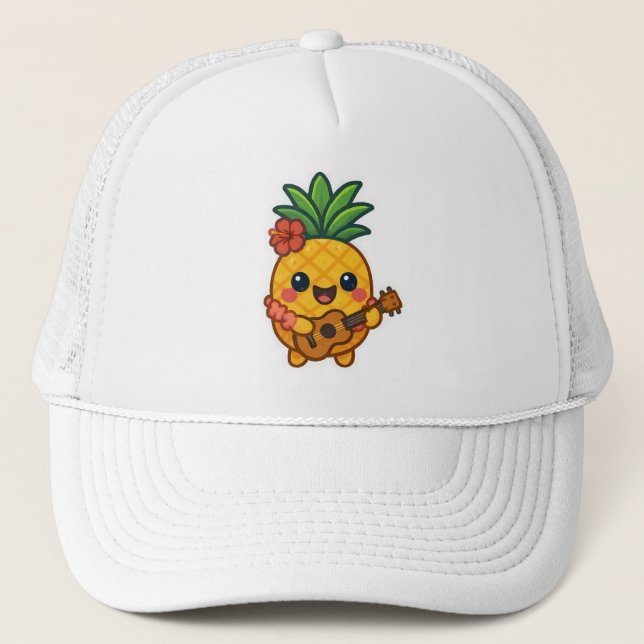 Smiling Kawaii Pineapple - Tropiskt Keps (Framsida)