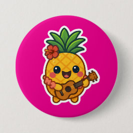 Smiling Kawaii Pineapple - Tropiskt Knapp