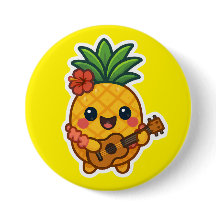 Smiling Kawaii Pineapple - Tropiskt