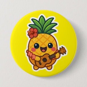 Smiling Kawaii Pineapple - Tropiskt Knapp
