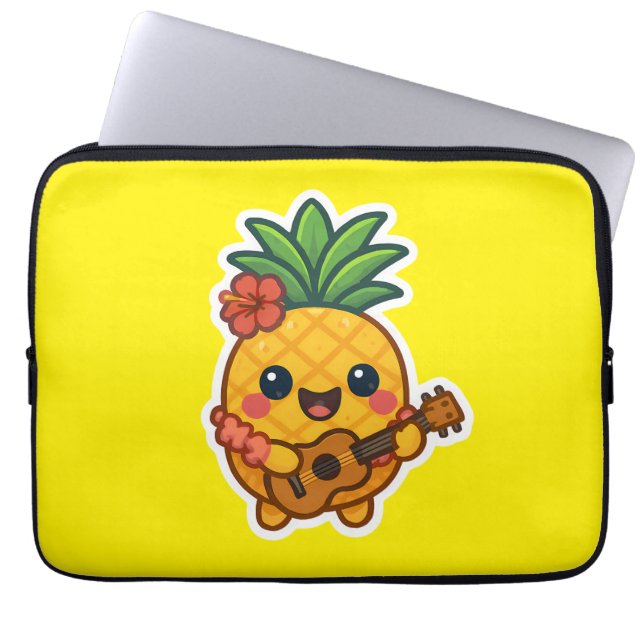 Smiling Kawaii Pineapple - Tropiskt Laptop Fodral (Framsidan)
