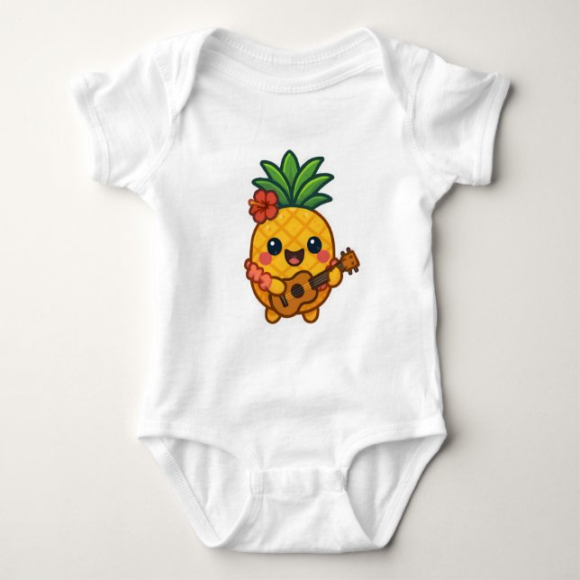 Smiling Kawaii Pineapple - Tropiskt T Shirt (Framsida)