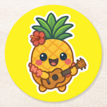 Smiling Kawaii Pineapple - Tropiskt