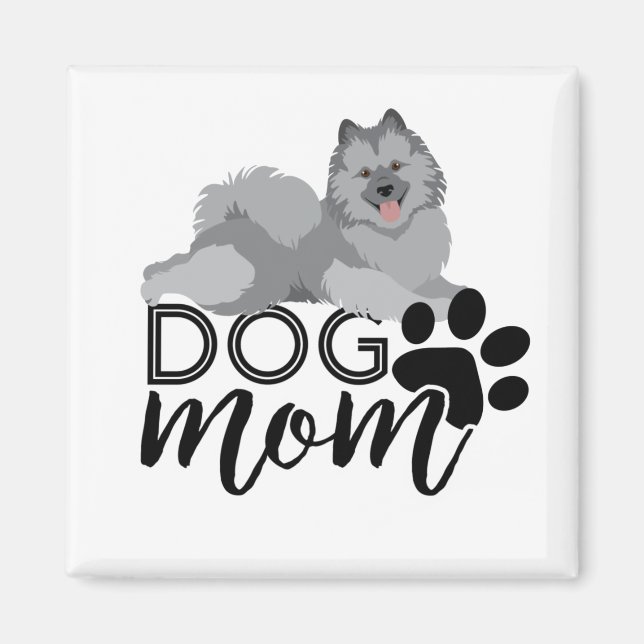 Smiling Keeshond Graphic säger Hund Mamma Magnet (Framsidan)