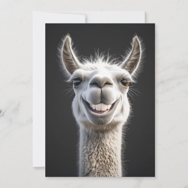 Smiling Llama Close Up Inbjudningar (Framsida)