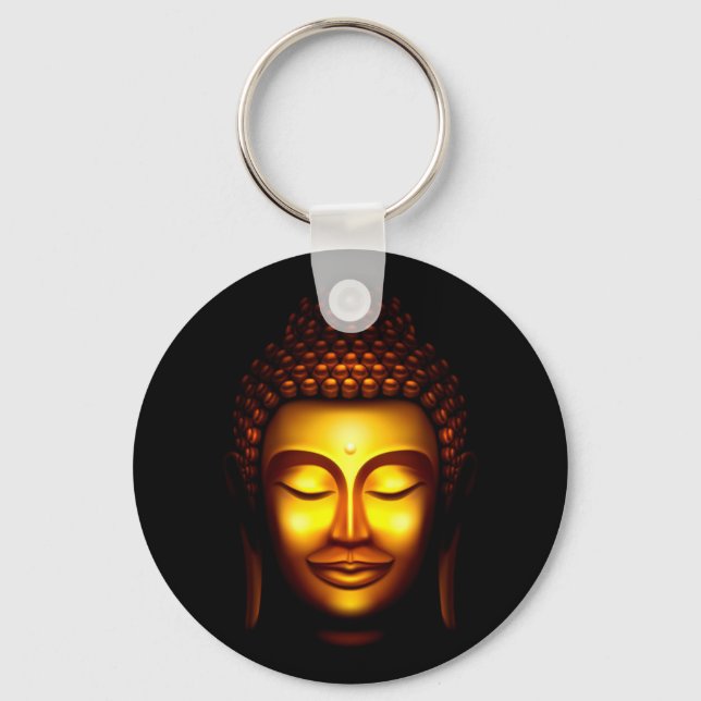 Smiling Lord Buddha Guld och Black Nyckelring (Framsida)