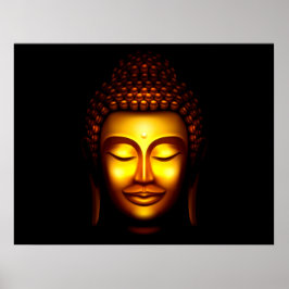 Smiling Lord Buddha Guld och Black Poster