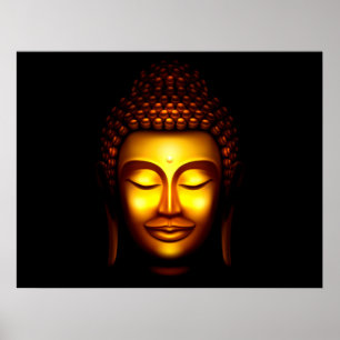 Smiling Lord Buddha Guld och Black Poster