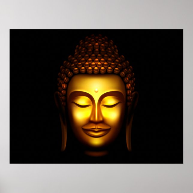 Smiling Lord Buddha Guld och Black Poster (Framsidan)