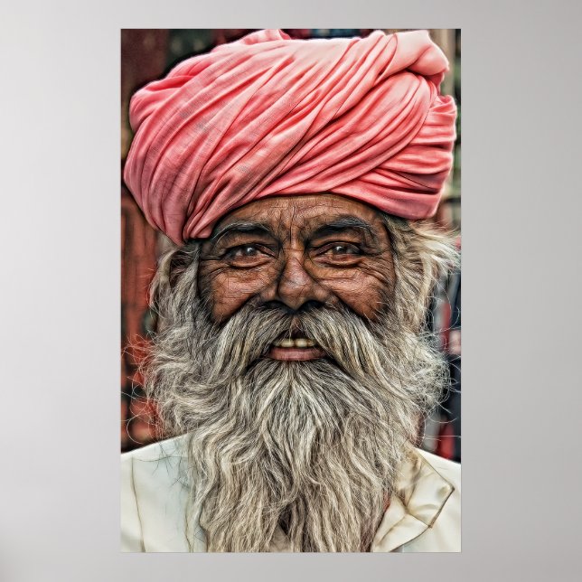 SMILING MAN I TURBAN POSTER (Framsidan)