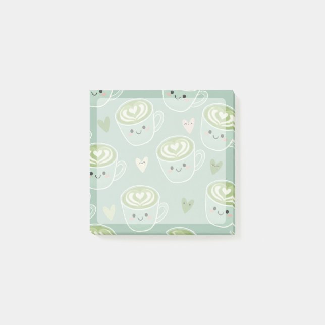 smiling matcha latte cups Post-It Notes (Framsida)
