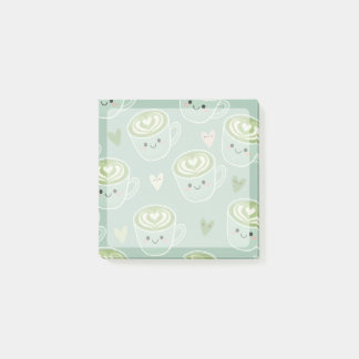 smiling matcha latte cups Post-It Notes Block