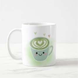 Smiling Matcha Latte Heart Mug Kaffemugg