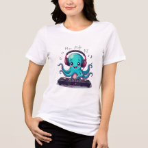 Smiling Octopus DJ, Lycklig Music Jungle T-Shirt